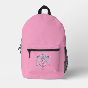 Sac À Dos Imprimé Infirmière inscrite RN Caduceus sur Pastel Pink