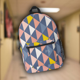 Sac À Dos Imprimé Initiales de Monogramme rose et bleu mignonne