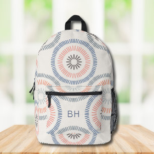 Sac À Dos Imprimé Initiales de Monogramme rose et bleu mignonne