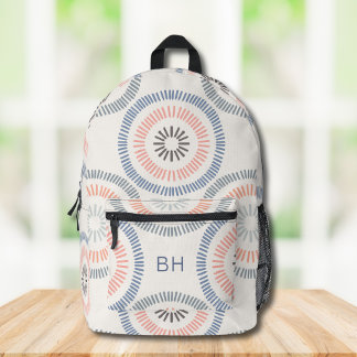 Sac À Dos Imprimé Initiales de Monogramme rose et bleu mignonne