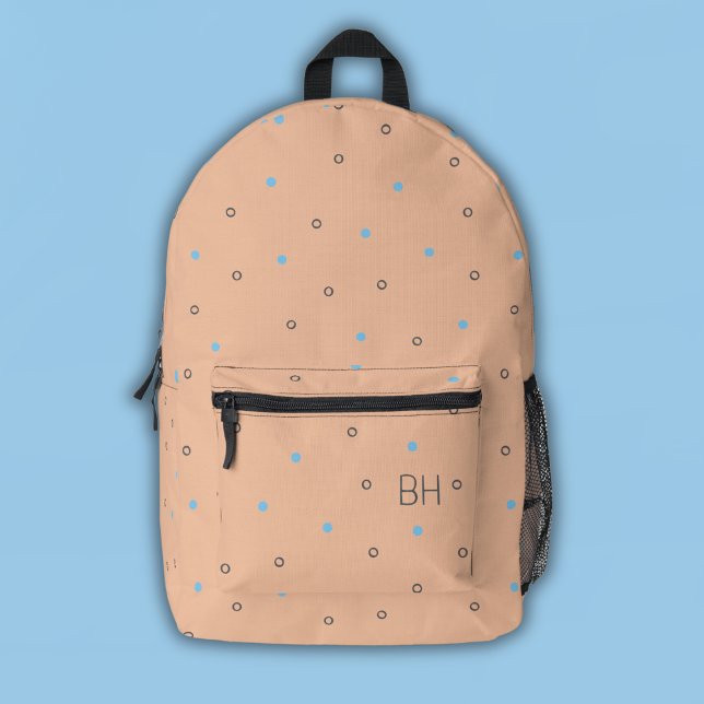 Sac À Dos Imprimé Initiales Monogrammes Fuzz & Pois Bleus (Créateur téléchargé)