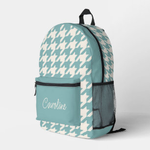 Sac À Dos Imprimé Ivory Turquoise Blue Seafoam Green Houndstooth Mot