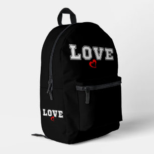 Sac À Dos Imprimé J'aime la typographie blanche et le cœur rouge sim