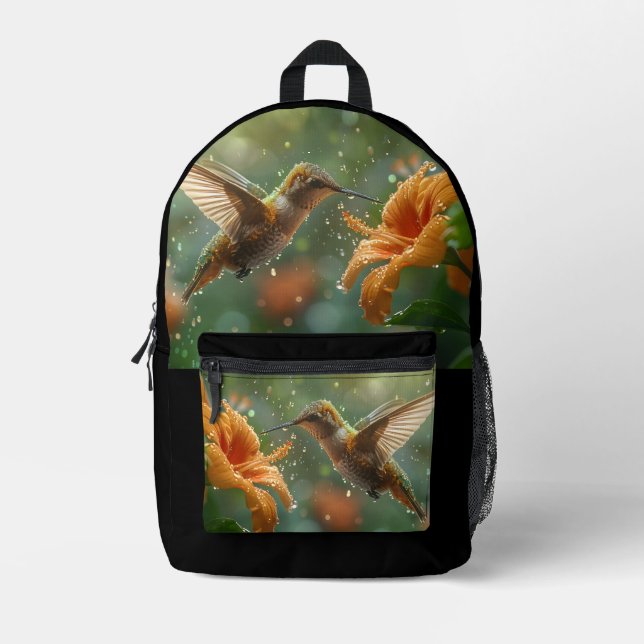 Sac À Dos Imprimé Jardin des colibris modernes (Recto)