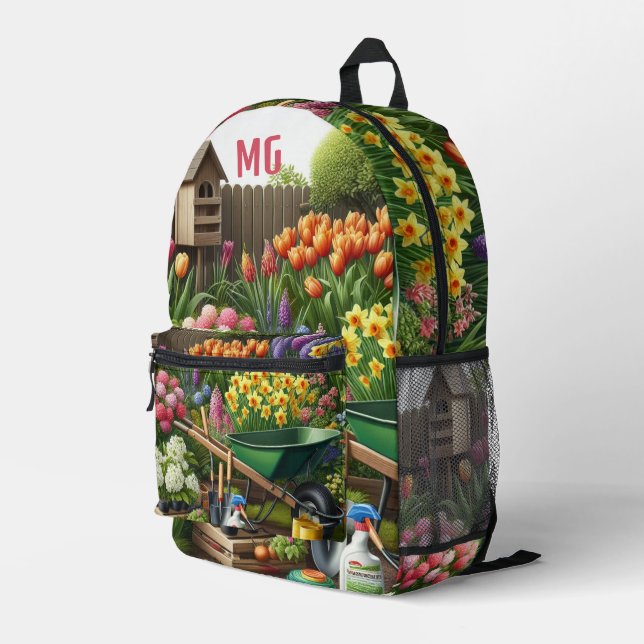 Sac À Dos Imprimé Jardin des fleurs de monogramme / Jardin maître (Coin arrière droit)