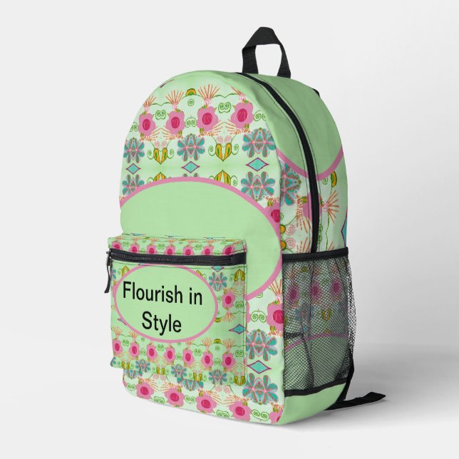Sac À Dos Imprimé Jardin Éclectique Enchantant : Beauté Florale Dive (Coin arrière droit)