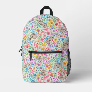 Sac À Dos Imprimé Jardin fantaisiste de Pebble Chat Gris et Floral L