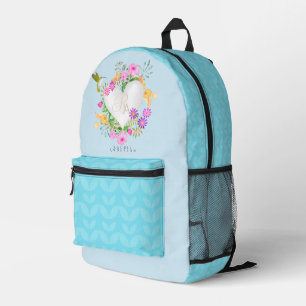 Sac À Dos Imprimé Jardin Floral Monogramme Bleu