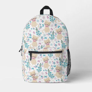 Sac À Dos Imprimé Jardin minimaliste pastel de chat et de papillon