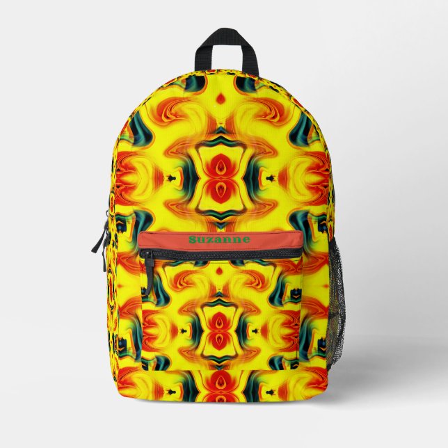 Sac À Dos Imprimé Jaune orange coloré perlures vert Abstrait (Recto)