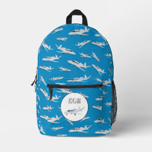Sac À Dos Imprimé Jet Airplane Motif Custom Name School
