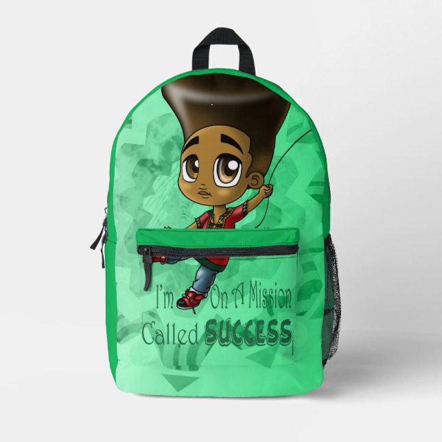 Sac À Dos Imprimé Joli Africain Américain Boy Green (Recto)