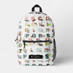 Sac À Dos Imprimé Joli Alphabet ABC Animaux Nom personnalisé École