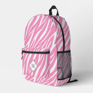 Sac À Dos Imprimé Joli blanc et rose Motif Zebra Imprimer Monogramme