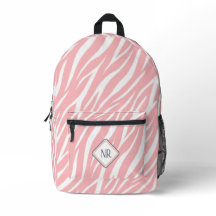 Joli bleu rose Motif blanc Zebra Imprimer Monogram