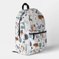Joli dessin animé animaux de la forêt motif monogr