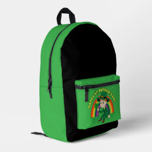 Sac À Dos Imprimé Joli dessin animé leprechaun avec shamrock et arc-