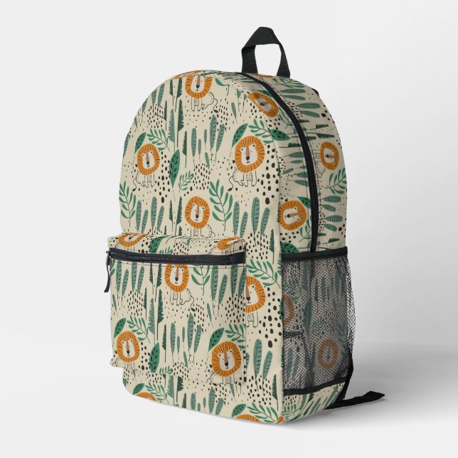 Sac À Dos Imprimé Joli Doodle Lion Jungle Rainforest Motif (Coin arrière droit)
