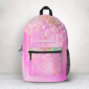 Sac À Dos Imprimé Joli monogramme de gouttes de paillettes arc-en-ci