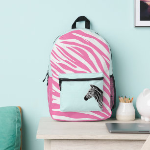 Sac À Dos Imprimé Joli monogramme de zèbre rose pour fille