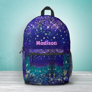 Sac À Dos Imprimé Joli monogramme ombré pailleté turquoise violet