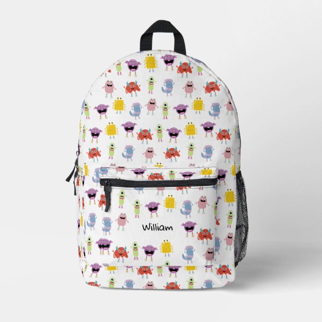 Sac À Dos Imprimé Joli Monstres colorés Funny Kids School (Recto)