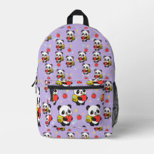 Joli motif d'école de pomme de panda violet
