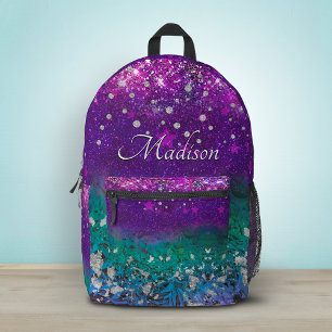 Sac À Dos Imprimé Joli ombre bleu violet pailleté monogramme imprimé
