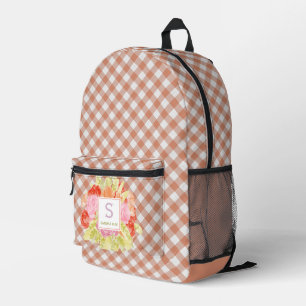 Sac À Dos Imprimé Joli Pastel Peach Orange Check Motif