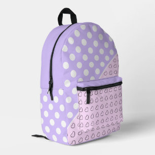 Sac À Dos Imprimé Joli Pastel Rose Et Lavande Points Et Coeurs