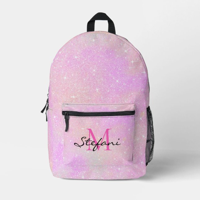 Sac À Dos Imprimé Joli Unicorn rose Faux Parties scintillant monogra (Recto)