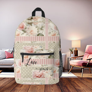 Sac À Dos Imprimé Joli vert rose Aquarelle Roses