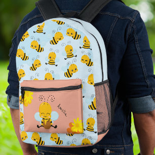 Sac À Dos Imprimé Jolie Abeille Bumble avec Fleurs Petit Enfant v2