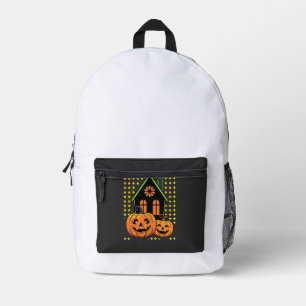 Sac À Dos Imprimé Jolie citrouille d'Halloween maison hantée étoile