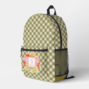 Sac À Dos Imprimé Jolie classe Motif de chèque vert de foune de prin