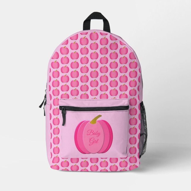 Sac À Dos Imprimé Jolie fille rose Citrouille Personnalisé (Recto)