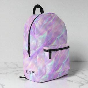 Sac À Dos Imprimé Jolies Filles de Monogramme Violet Marbre Iridesce