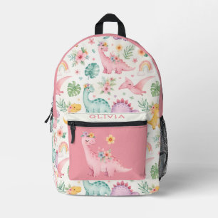 Sac À Dos Imprimé Jolis dinosaures aquarelle pastel floraux
