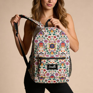 Sac À Dos Imprimé Jolis motifs floraux rose orange vintage cottage