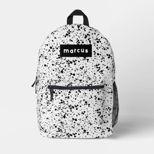 Sac À Dos Imprimé Jouer artistique noir éclaboussure sur blanc avec  (Recto)
