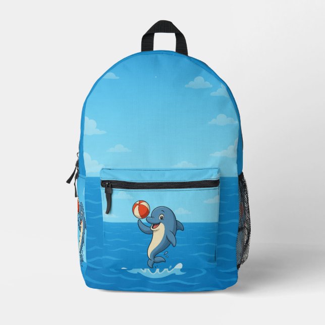 Sac À Dos Imprimé Jouer Dauphin de dessin avec Beach Ball (Recto)