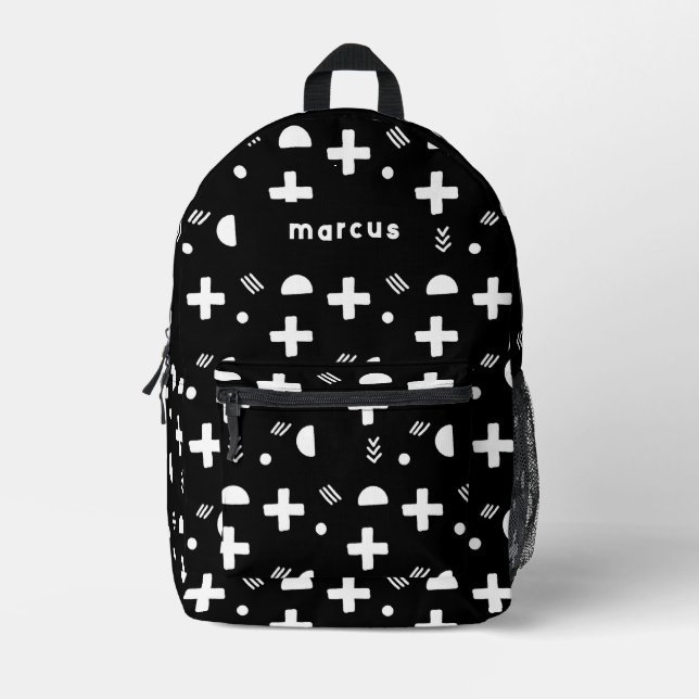 Sac À Dos Imprimé Joueur artistique noir et blanc avec nom (Recto)