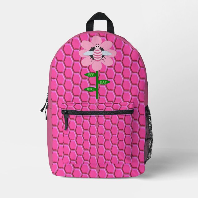 Sac À Dos Imprimé Joyeuse Bee Day Girl rose Anniversaire Bumblebee (Recto)