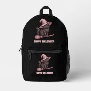Sac À Dos Imprimé Joyeux Halloween Pinkoween Chatte Sorcière Vintage