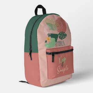 Sac À Dos Imprimé Jungle rose, verte et jaune Abstraite tropicale