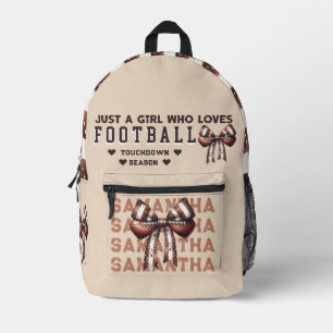 Sac À Dos Imprimé Juste Une Fille Qui Aime Le Football College Bow C