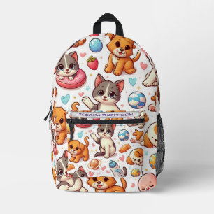 Sac À Dos Imprimé Kitten et chiot motif enfants personnalisés