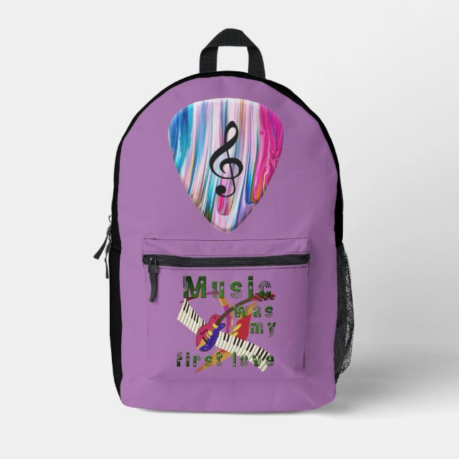 Sac À Dos Imprimé La musique était mon premier amour, clavier, guita (Recto)
