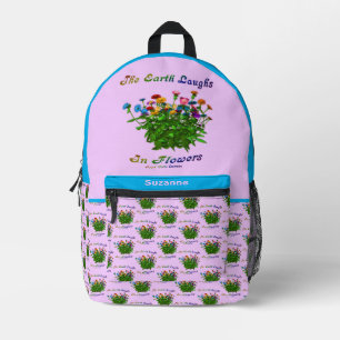 Sac À Dos Imprimé La Terre Rire En Fleurs Citation Personnalisée