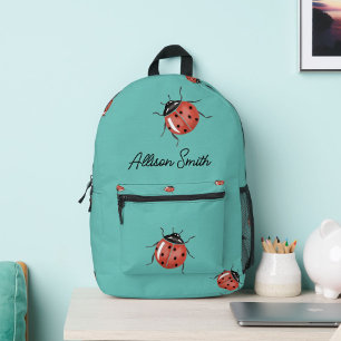 Sac À Dos Imprimé Ladybug sur bleu personnalisé